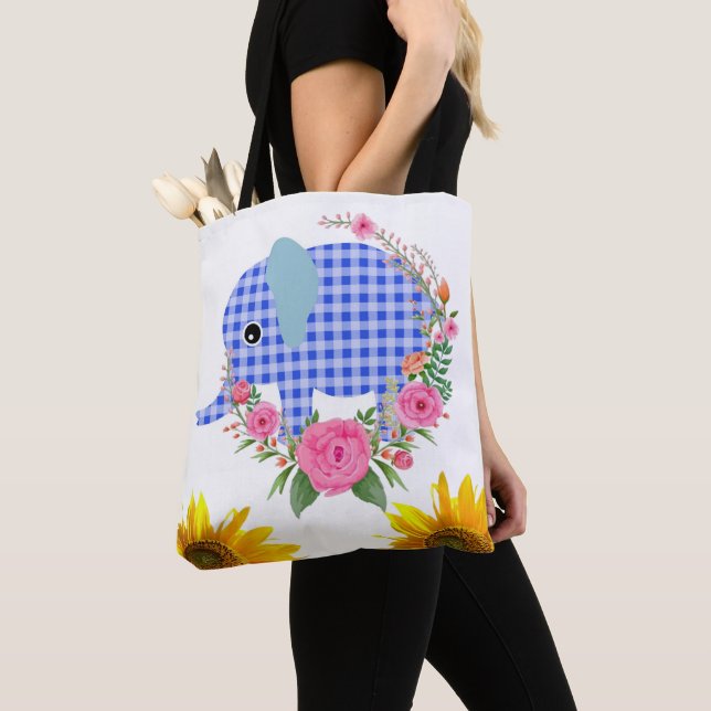 Bolsa De Tote Azul Floral De Sunflower (Detalle)