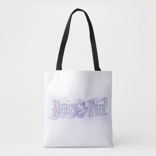 Bolsa de tote azul periwinkle pastel "Alabado sea  (Anverso)