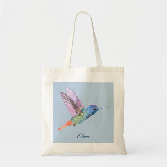Bolsa de Tote Azul personalizada con aves (Frente)
