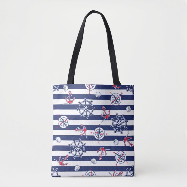 Bolsa de Tote Azul y Blanco de la Marina de Guerra (Anverso)