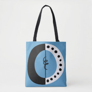 Bolsa de Tote azul y blanco negro con anillo de co