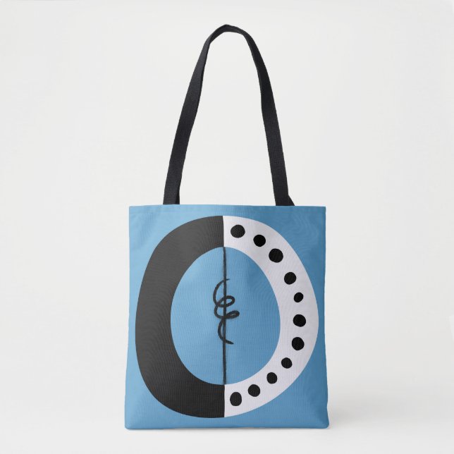 Bolsa de Tote azul y blanco negro con anillo de co (Anverso)