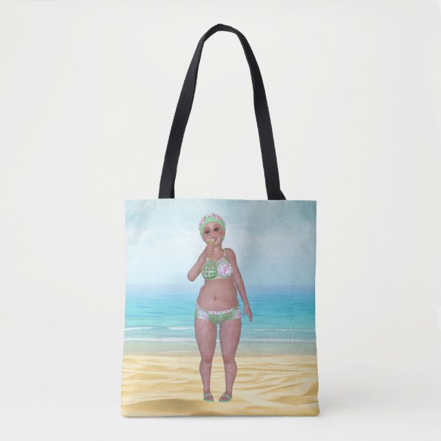 Bolsa de Tote Beach con divertida belleza del baño (Anverso)