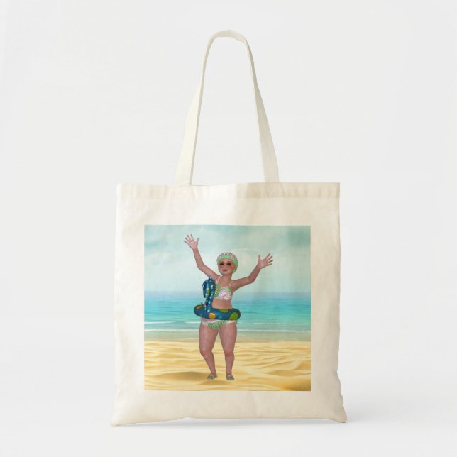 Bolsa de Tote Beach con divertida belleza del baño (Frente)