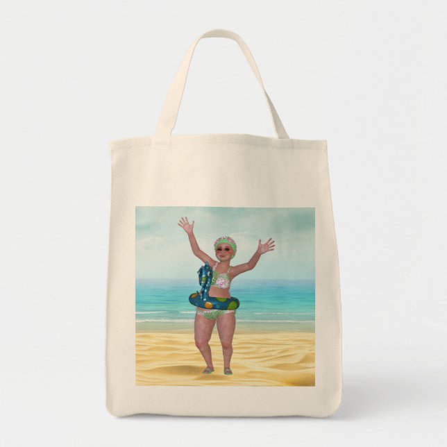Bolsa de Tote Beach con divertida belleza del baño (Frente)