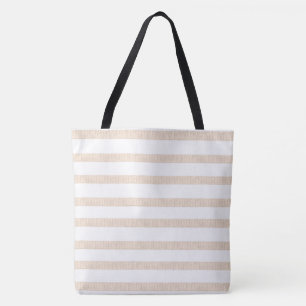 Bolsa de Tote Beige y franja blanca