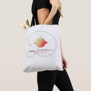 Bolsa de Tote Blanca con su nombre y labios de muj