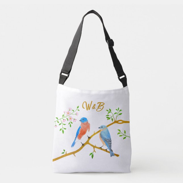 Bolsa De Tote Blanca Crossbody Bluebirds (Anverso)