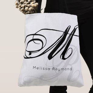 bolsa de tote blanca monograma monocapado al estil