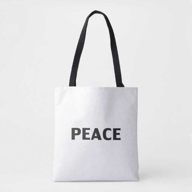Bolsa de Tote blanca y negra de "Paz" (Anverso)