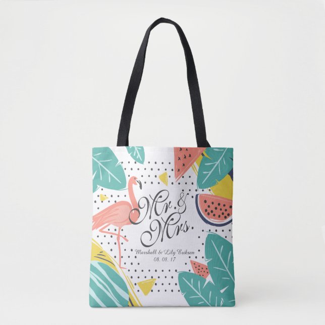 Bolsa de Tote Boda Tropical Personalizada (Anverso)