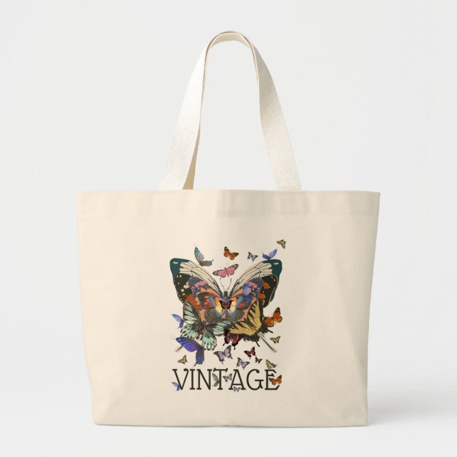 Bolsa de Tote Boho Cotton de mariposa de cosecha d (Frente)