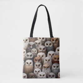 Bolsa de tote collage de búho en marrones, negros