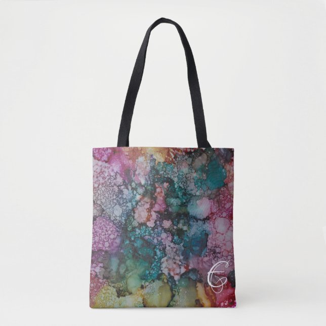 Bolsa De Tote, "Colorburst Inkblots/Pinks Blues Go (Anverso)