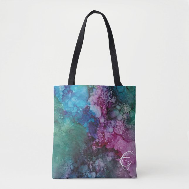 Bolsa de Tote, "Colorburst Inkblots/Pinks Blues Gr (Anverso)