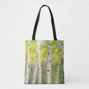 Bolsa de tote con álamos de acuarela