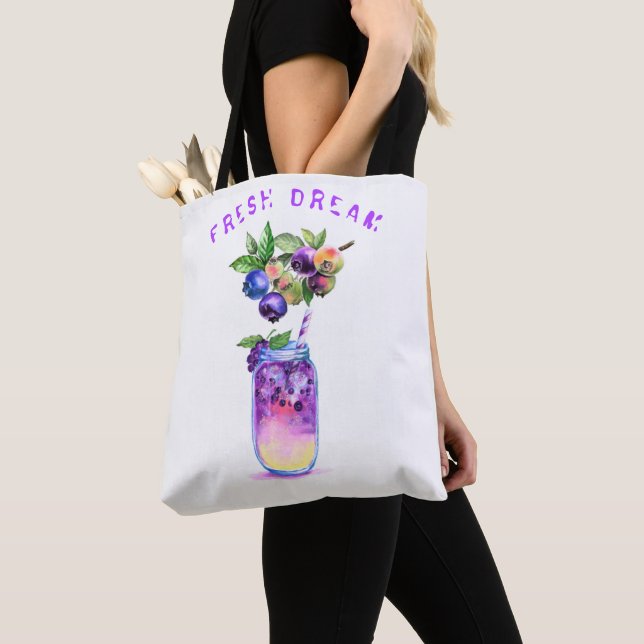 Bolsa de Tote con bebida de arándano fresco - Text (Detalle)