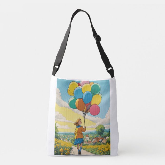 Bolsa de tote con chica y globo impreso (Reverso)