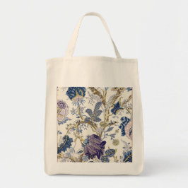 Bolsa De Tote Con Decoración Azul Floral Blanco