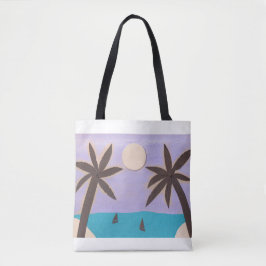 Bolsa de Tote con diseño de palma y océano