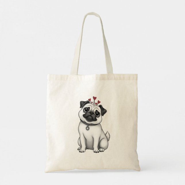 Bolsa de Tote con diseño de Pug de San Valentín (Reverso)