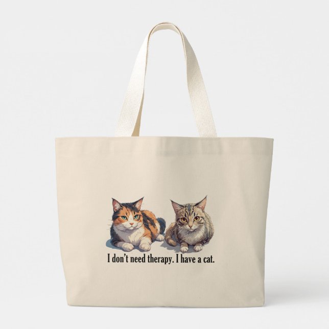 Bolsa De Tote Con Diseño De Tema De Gato Gracioso (Reverso)