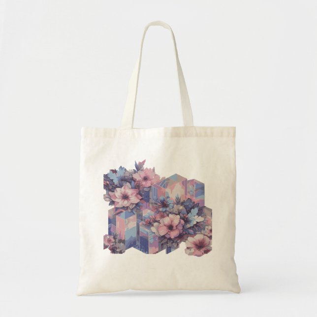 Bolsa de Tote con diseño floral tintado de futuris (Frente)