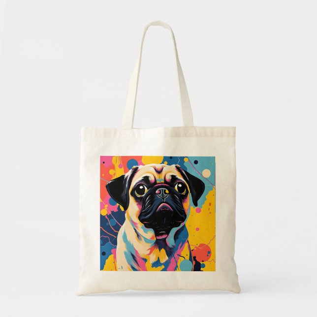 Bolsa de Tote con diseño Pug (Frente)
