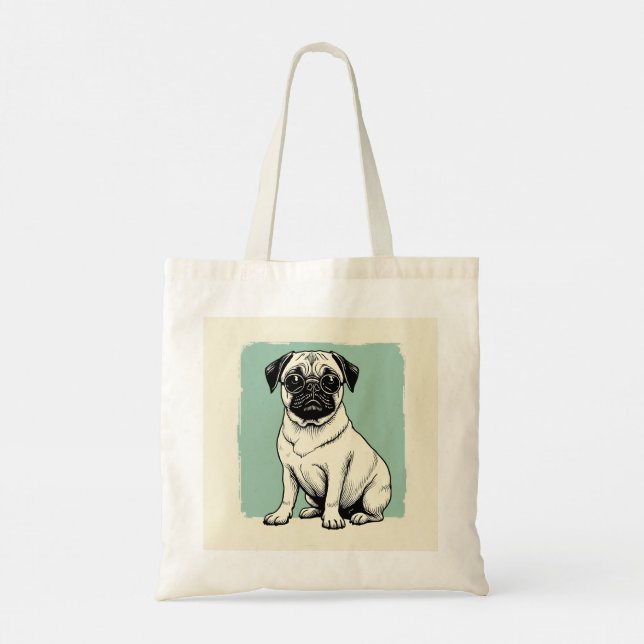 Bolsa de Tote con diseño Pug (Reverso)