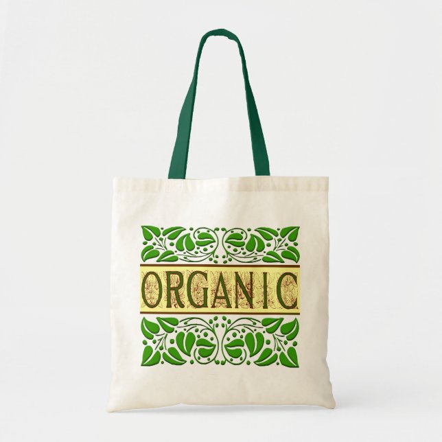 Bolsa de Tote con el lema verde orgánico (Frente)