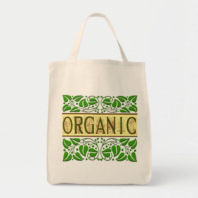 Bolsa de Tote con el lema verde orgánico (Frente)