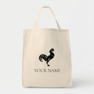 Bolsa de Tote con el logotipo de gallo negro moder