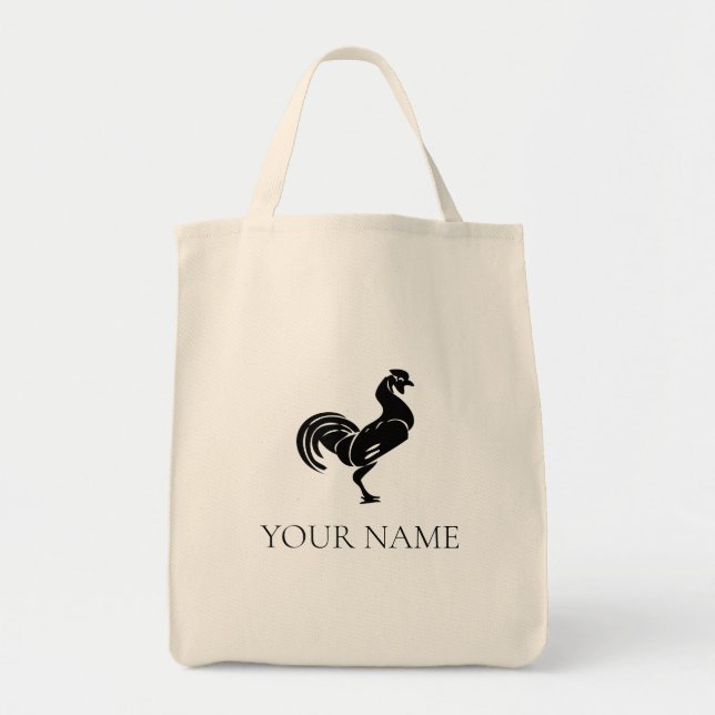 Bolsa de Tote con el logotipo de gallo negro moder (Frente)