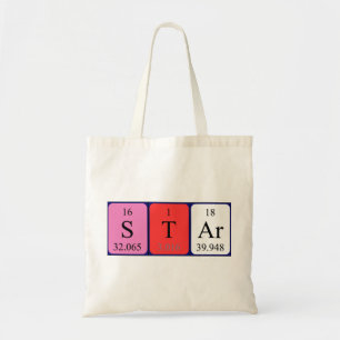 Bolsa de tote con el nombre de la tabla periódica