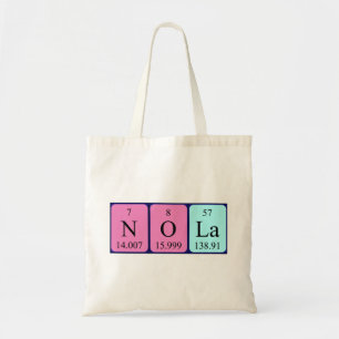 Bolsa de tote con el nombre de la tabla periódica