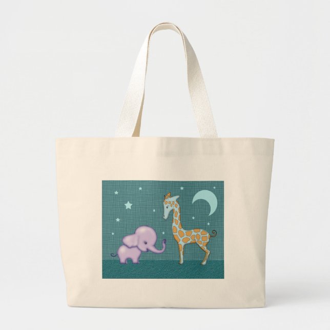 Bolsa de Tote con elefante y jirafa (Frente)