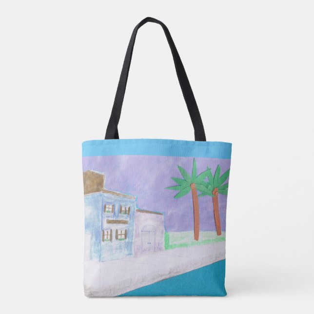 Bolsa de Tote con escena caribeña (Reverso)