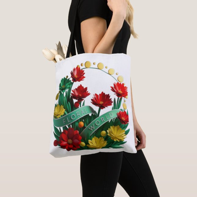 Bolsa De Tote Con Floral De Elegancia Floreciente (Detalle)