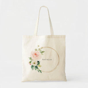 Bolsa de Tote con Floral y Geométrica de Oro