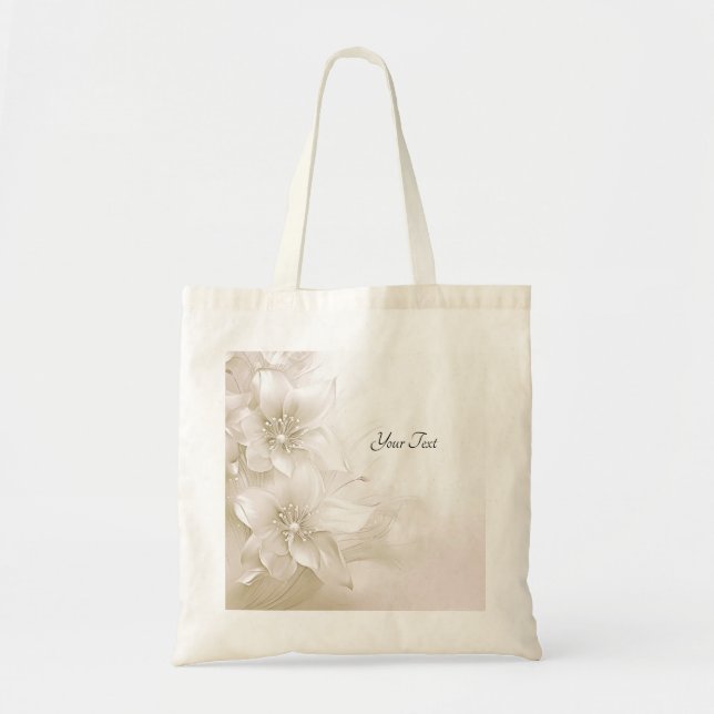 Bolsa de Tote con flores blancas de marfil (Frente)