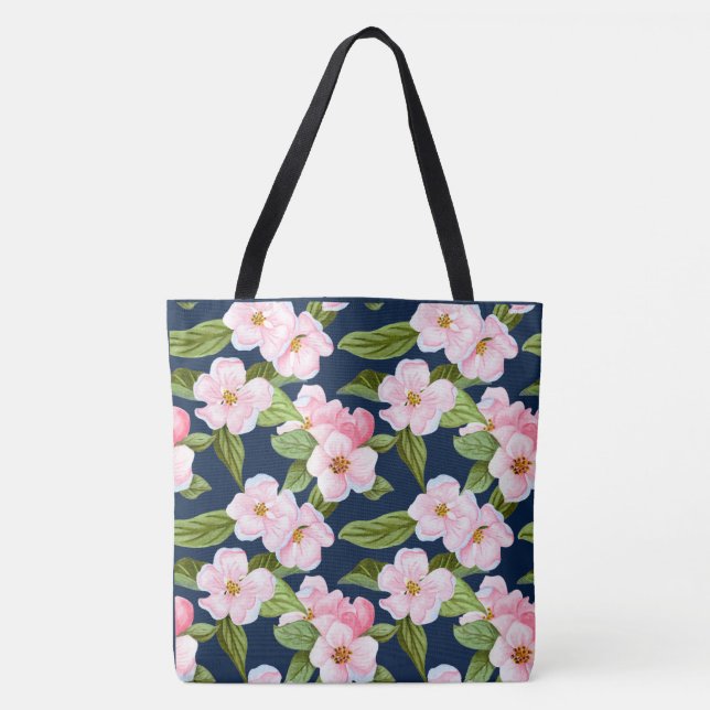 Bolsa de Tote con flores de cerezo rosa (Anverso)