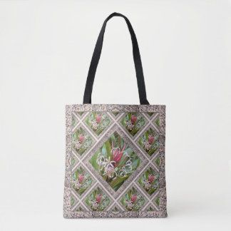 Bolsa de Tote con hermosas flores de araña rosada
