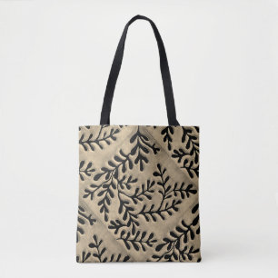 Bolsa de Tote con impresión de follaje en blanco y