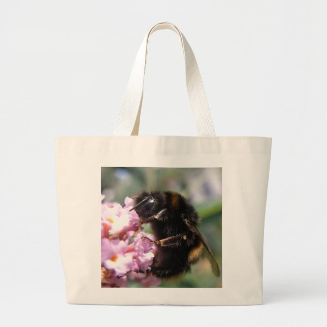 Bolsa de Tote con las flores rosadas y el abejorro (Frente)