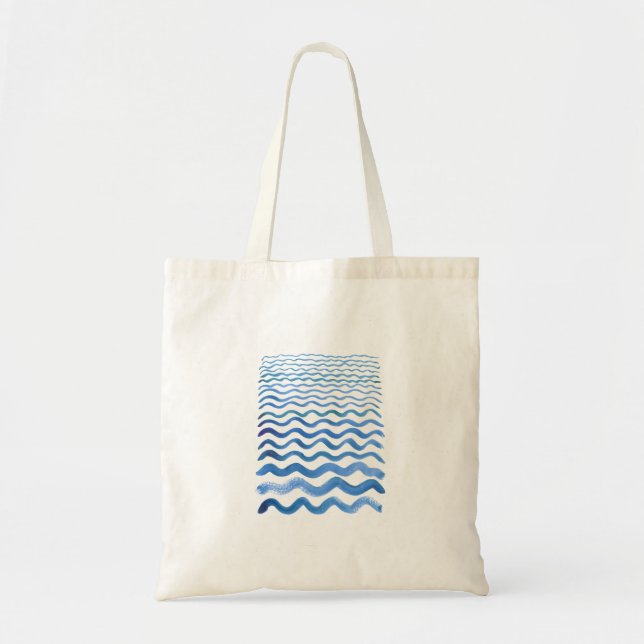 Bolsa de Tote con las ondas azules impresas (Frente)