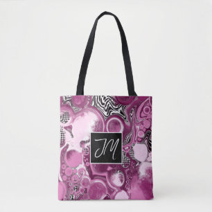 Bolsa de Tote con líquido de mármol magenta