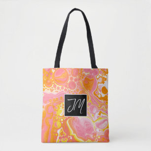 Bolsa de Tote con líquido de mármol rosa y Naranja