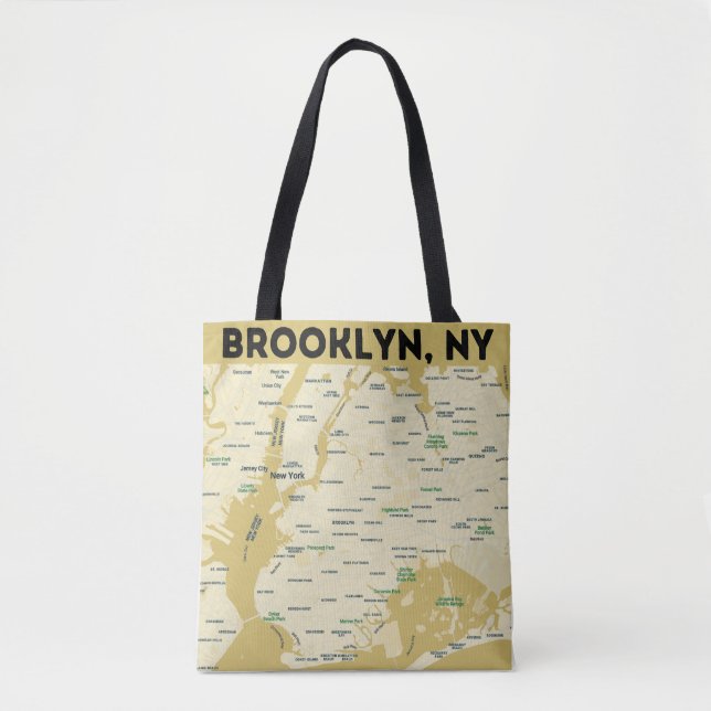 Bolsa de Tote con Mapa de Brooklyn, Nueva York (Anverso)