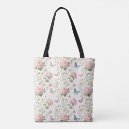 Bolsa de Tote con Mariposa Floral con Peonies
