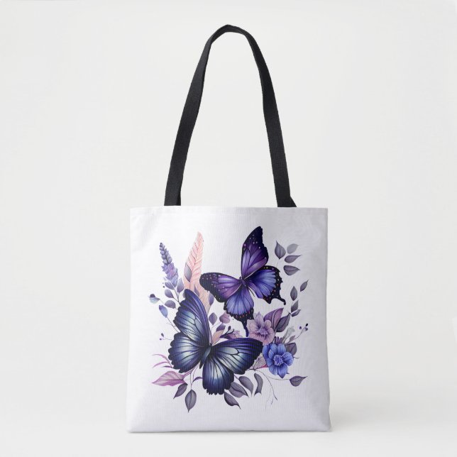 Bolsa de Tote con Mariposa Púrpura, elegante y esp (Anverso)